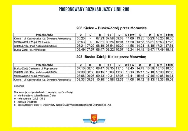 Rozkład jazdy 45 Morawica Kielce – sprawdź godziny i przystanki